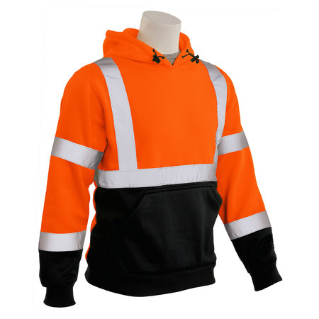 Erb Safety Sweatshirt, Fleece, Pullover, Class 3, W376B, Hi-Viz Orange, LG 61944